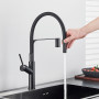 Matte Black Tall Kitchen Sink Faucet Deck Mount Pull Down Brass Kitchen Faucet Hot&Cold Water Mixer Tap Single Handle Mixer