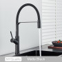 Matte Black Tall Kitchen Sink Faucet Deck Mount Pull Down Brass Kitchen Faucet Hot&Cold Water Mixer Tap Single Handle Mixer