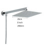 Free Shipping Chrome Wall Mounted Ultrathin Square 8" Shower Head + Brass Shower Arm + 150cm Srainless Steel Shower Hose