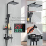 Black Thermostatic LCD Shower Faucet Set Temperature Display Rainfall Bathtub Tap With Bathroom Shelf Electricity By Water