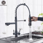 Matte Black Pure Water Filter Kitchen Faucet Dual Handle Hot and Cold Drinking Water Pull Out  Kitchen Mixer Crane Purification
