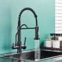 Matte Black Pure Water Filter Kitchen Faucet Dual Handle Hot and Cold Drinking Water Pull Out  Kitchen Mixer Taps Purification