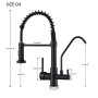 Matte Black Pure Water Filter Kitchen Faucet Dual Handle Hot and Cold Drinking Water Pull Out  Kitchen Mixer Taps Purification