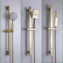 Slide Bar Hand Shower Set Brushed Matt Gold 3 Functions Handheld Shower Adjustable Stainless Steel Bar with Brass Outlet Connect