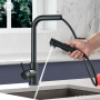Free Shipping  Black Pull Out Kitchen Sink Faucet Two Model Stream Sprayer Nozzle Stainless Steel Hot Cold Wate Mixer Tap Deck