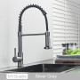 Silver Gray Kitchen Sink Faucet One Handle Spring Hot and Cold Water Tap Deck Mounted Bathroom Matte black Kitchen Crane