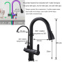 Black Water Purification Kitchen Faucet Hot and Cold Rotating Pull Out Brass Material Sink Mixer Drinking