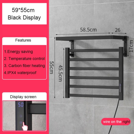 Black White Electric Heated Towel Rack Warmer Electric Towel Rack Electric Towel Warmer Temperature & Time Control