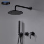 Matte Black Rain Shower Set System Bathroom Wall Mounted Hot And Cold Bath Shower Faucet With Handheld Shower Head