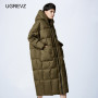 Women Loose Long coat Winter Warm Jacket Female Plus Size Overcoat Jacket Female New Stitching Hooded Parka