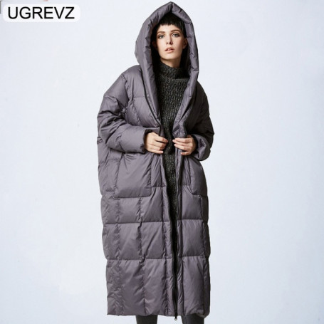 Women Loose Long coat Winter Warm Jacket Female Plus Size Overcoat Jacket Female New Stitching Hooded Parka