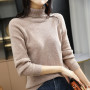 LONGMING Women Turtleneck Sweater 100% Merino Wool Knit Pullover Autumn Knitwear Jumpers Female Sweaters Knit Top Long Sleeve