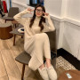 New In Korean Fashion Dresses Plus Size Long Sleeve Autumn and Winter Knitted White Sweater Women Elegant Luxury  Lolita Dress