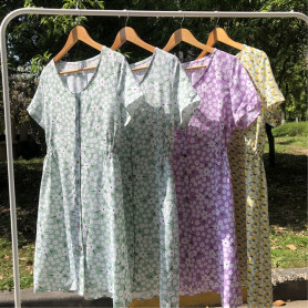 Women Dress 2021 Spring/Summer Pure Color Single-Breasted V-Neck Dress robe Female Casual Holiday Mini Dress vestido Women Dress 2021 Spring/Summer Pure Color Single-Breasted V-Neck Dress robe Female Casual Holiday Mini Dress vestido