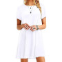 Women's Summer Solid Mini White Dress Vintage Boho Bohemian Dresses Beach Short Dress Ladies Summer Casual Sundress Holiday