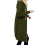 Women Solid Color Long Sleeve Casual Hooded Coat Zipper Outwear