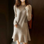 Red Knitted One-piece Dresses for Women Autumn Winter 2022 Loose Women's Sweater Knit Dress Korean Fashion Midi Chic and Elegant