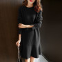Red Knitted One-piece Dresses for Women Autumn Winter 2022 Loose Women's Sweater Knit Dress Korean Fashion Midi Chic and Elegant