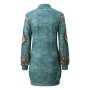 Women Ethnic Mini Dress Vintage Aztec Print Slim Fit Shirt Dress Autumn Winter Long Sleeve Pack Hip Pullover Tight Dress Party