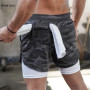 2022 Men's Running Fitness Double Layer Shorts Gym Training Sports Shorts Quick Dry Workout Gym Sports Jogging Summer Shorts