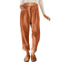 Corduroy Pants Casual High Waist Button Pocket Workwear OL Loose Wide Leg Trousers Autumn OULY-YY3523