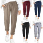 Casual Pants Summer High Elastic Drawstring Wide Leg Solid Toursers SLFKJ-1277