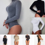 Sexy Solid Turtleneck Body Femme Long Sleeve Tops Autumn Winter Elegant Slim Bodycon Black White Bodysuit Womens