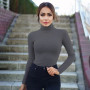 Sexy Solid Turtleneck Body Femme Long Sleeve Tops Autumn Winter Elegant Slim Bodycon Black White Bodysuit Womens