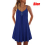 Women Summer Dress Buttons summer style solid color v neck sleeveless Condole Belt mini Dresses Casual Vestidos ZCQZBK19