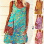 Women 2022 Loose Floral Boho Vintage Casual Ruffles Befree Strap Camis Sleeveless Dress Large Big Summer Beach Dresses