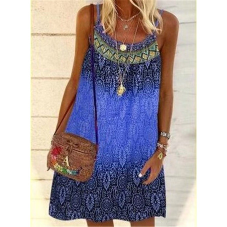 Women 2022 Loose Floral Boho Vintage Casual Ruffles Befree Strap Camis Sleeveless Dress Large Big Summer Beach Dresses