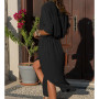 Women Sexy Long Shirt Dress Office Lady Casual Work Elegant Dresses Turn Down Collar Long Sleeve Side Split Blouse Maxi Dress