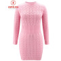 Elegant Solid Color Knitted Mini Dress for Women Hollow Out Design O-Neck Long Sleeve Mid Waist Slim Pullovers Pencil Dress