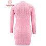 Elegant Solid Color Knitted Mini Dress for Women Hollow Out Design O-Neck Long Sleeve Mid Waist Slim Pullovers Pencil Dress