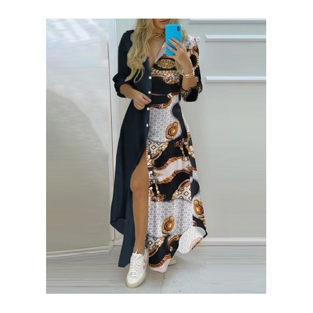 Elegant Women Lapel Robe Autumn Sundress 2021 New Hot Casual Long Sleeve Maxi Vestidos Female Striped Shirt Dress Plus Size Robe