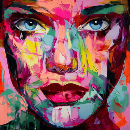 Palette Knife Painting Portrait Francoise Nielly Handmade Face Oil Acrylic Painting On Canvas Abstract Colorful Large Wall Art