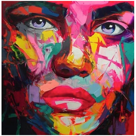Hand Painted Francoise Nielly Woman Portrait Oil Painting On Canvas for Living Room Decor Colorful Face Knife Artworks