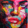 Hand Painted Francoise Nielly Woman Portrait Oil Painting On Canvas for Living Room Decor Colorful Face Knife Artworks