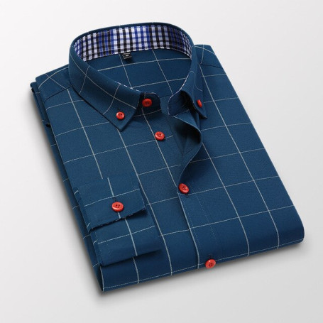 Men's clothing Plaid Cotton Dress Shirts Male High Quality Long Sleeve Slim Fit Business Casual Shirt top clothes Plus Size 5XL
