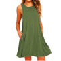 Black Fit And Flare Solid Green Dress Elegant Sleeveless Plain A Line Dresses Women Summer Autumn Short Dress