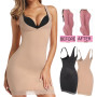 Shapewear Slip Dress for Women Tummy Control Camisole Full Slip Under Dress with Lace Seamless Slimming Body Shaper Long Cami
