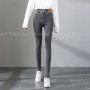 Women's Strech Denim Jeans Spring Summer Long Pants Retro Style High Waist Jeans Zipper Double Button Casual Dressed Look Slim