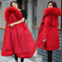 Winter Hooded Parka Jacket New Female Fur Collar Thick Warm Long Coat Wool Liner Furry Snow Wear 6XL Big Size Padded Parka Coat