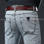 Denim Jeans Long Pants Business Men New Spring Autumn Cotton Slim Fit Pencil Pants Embroider Denim Long Pants Casual Men Jeans