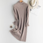 Fall Winter Fashion Elegant Half Collar Slim Long Sleeve Basic Rib Knitted Sweater Dress for Women Casual Solid Dresses Vestidos