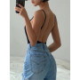 Summer Sexy Black Bodysuit Slim Fit And Slim Beautiful Backless Wearing Suspender Body femmeWomen Clothes Bodycon Female Боди