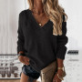 ZNU Women Sweater 2022 Fashion Stripe Loose Knitting Sweaters Vintage V -neck Long Sleeve Asymmetry Female Pullover Tops