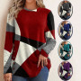 2022 New Spring Vintage Patchwork Women's T-shirt Long Sleeve O-Neck All-match Tops Harajuku Loose Basic Oversized T Shirt 5XL