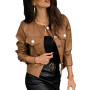 Women PU Leather Jackets Spring Autumn Faux Leather Coats Ladies Motor Biker Button Slim Jackets Basic Black Short Coats D30