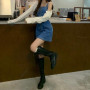 Denim Suspender Skirt Female Spring and Autumn New French Retro Suspender Dress Small Slim Slim Skirt Summer Above Knee, Mini